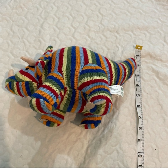 (2) Crochet Style Colorful Dinosaur Plush Toys Long Neck Triceratops Best Years - Picture 11 of 16